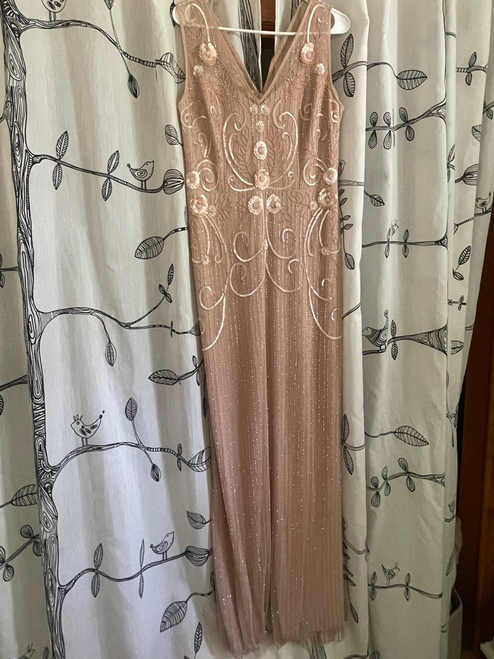 BHLDN Beaded V-Neck Maxi Dress in Blush